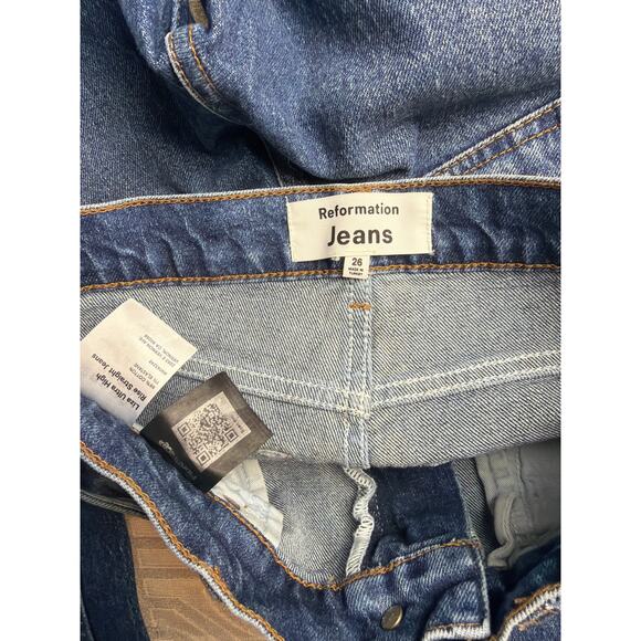 Reformation Liza Ultra High Rise Straight Jeans Icarian Wash Size 26 Blue Denim - Picture 3 of 8